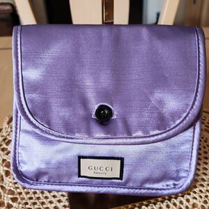 Gucci beauty purple satin cosmetic pouch